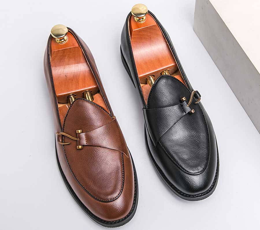 Men's monk strap slip on dress shoes