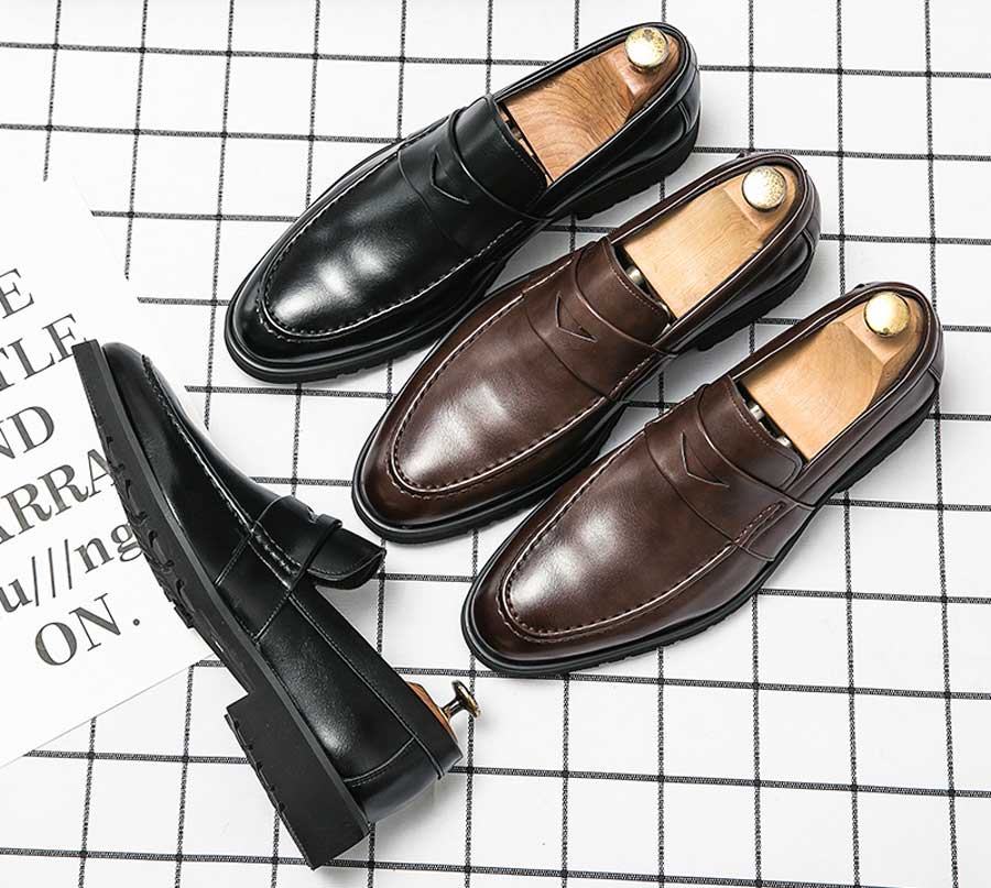 Men's penny strap slip on dress shoes