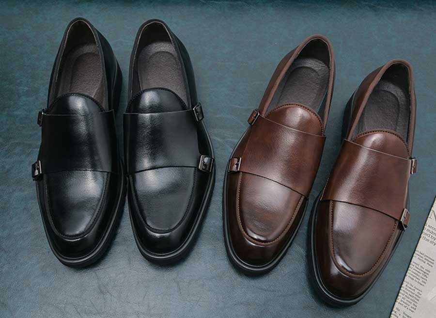 Men's urban monk strap slip on dress shoes