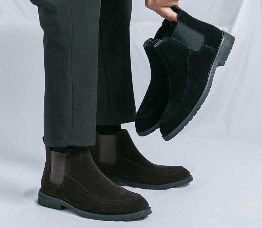 Men's plain nubuck slip on shoe boots