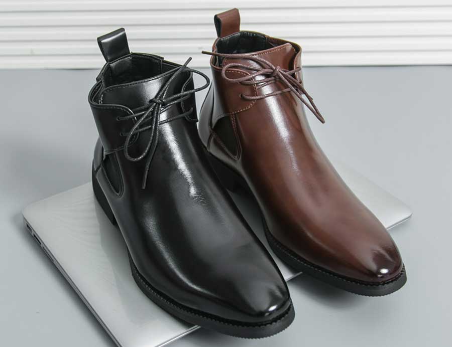 Men's retro plain lace up shoe boots