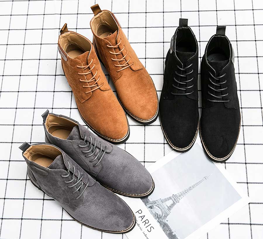 Men's suede brogue lace up shoe boots