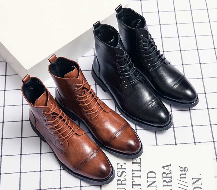 Men's retro cap toe derby shoe boots