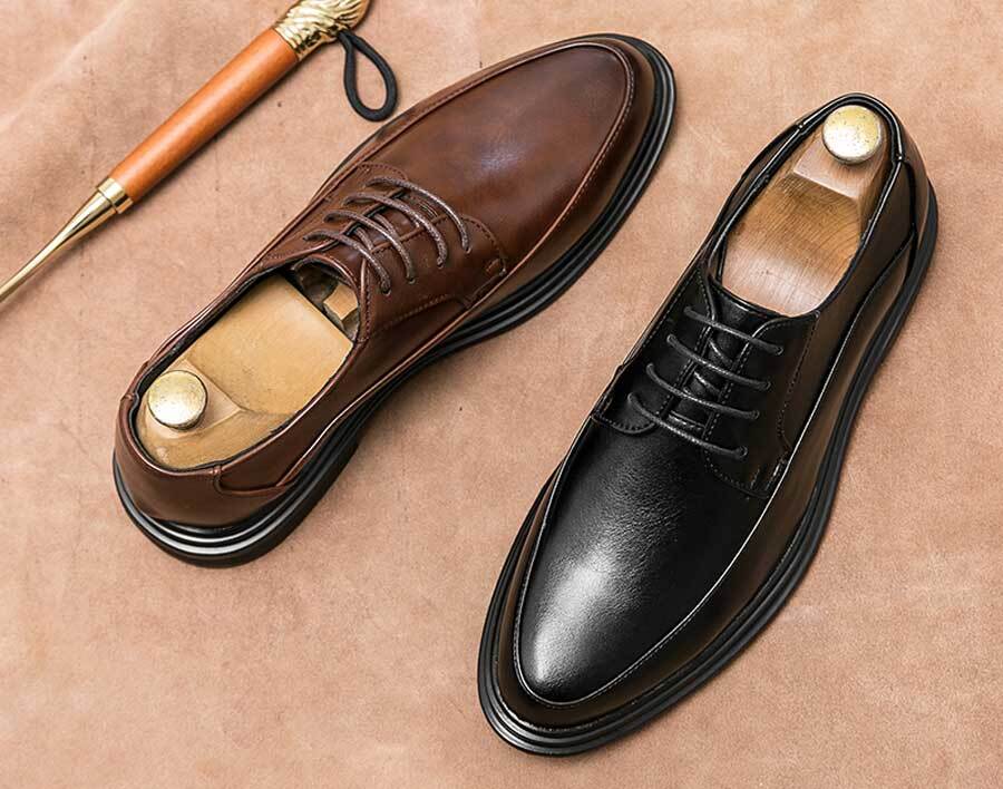 Men's urban plain point toe derby dress shoes