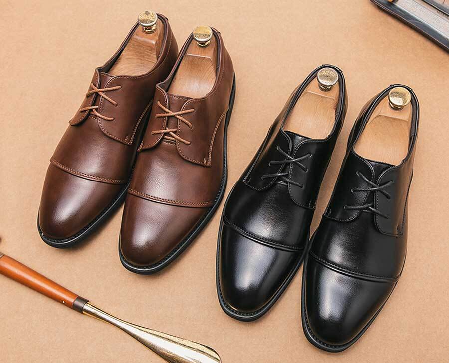 Men's retro cap toe derby dress shoes