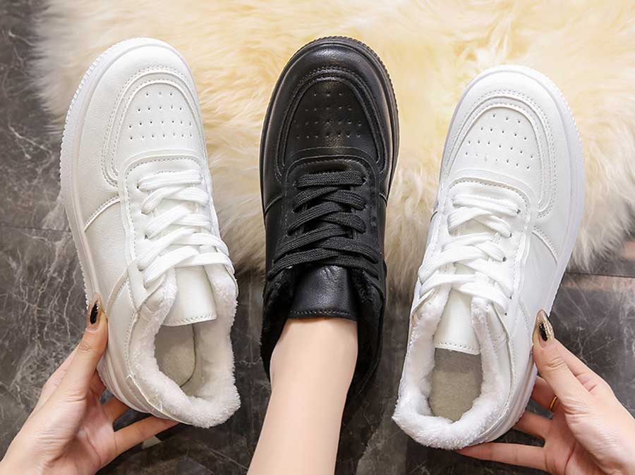 Women's simple plain winter lace up shoe sneakers