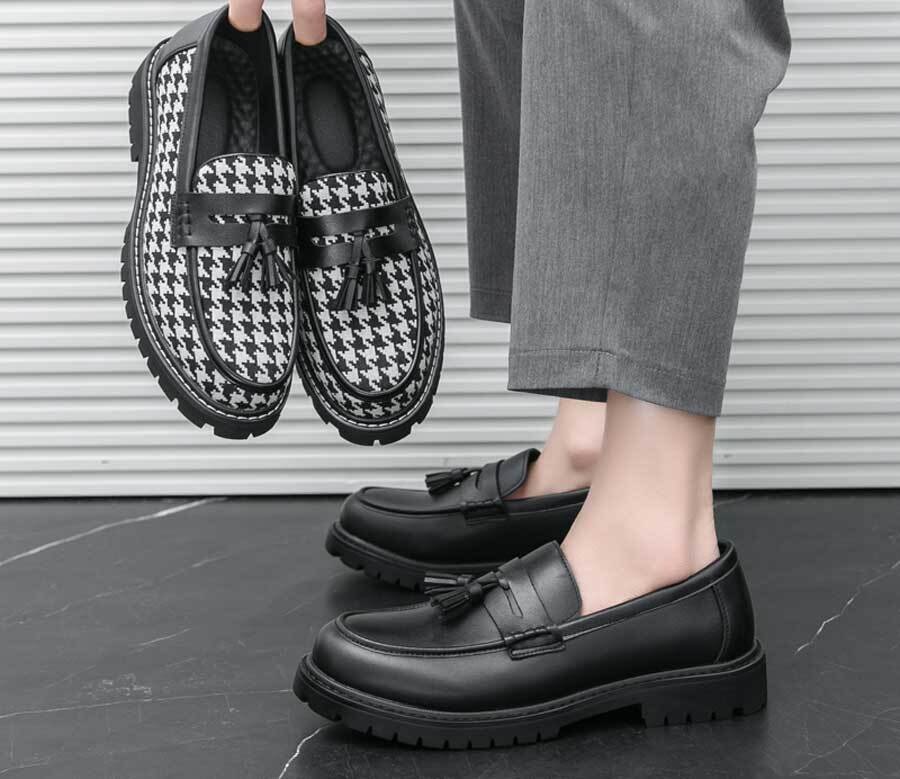 Men's tassel on top penny slip on dress shoes