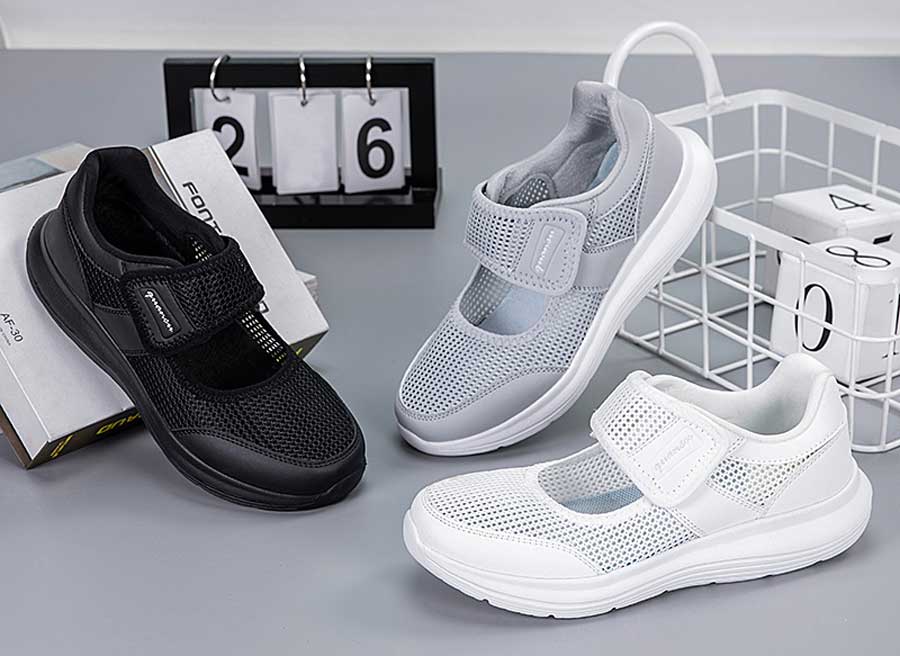 Women's mesh velcro low cut hollow slip on shoe sneakers