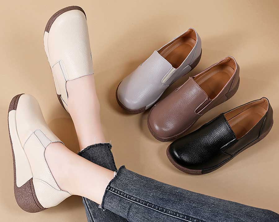 Women's simple plain stretch entry slip on rocker bottom shoes