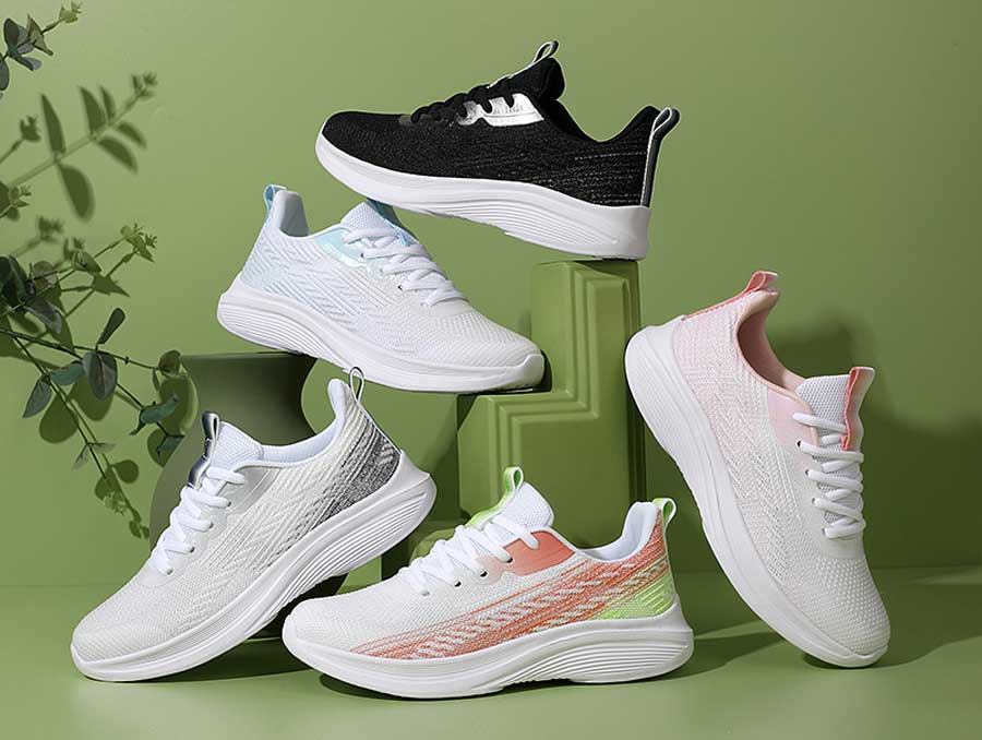 Women's flyknit stripe texture sport shoe sneakers