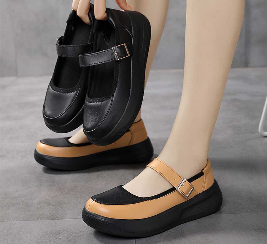 Women's low cut buckle strap accents velcro slip on shoes