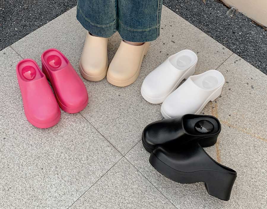 Women's plain casual platform slip on shoe sandals