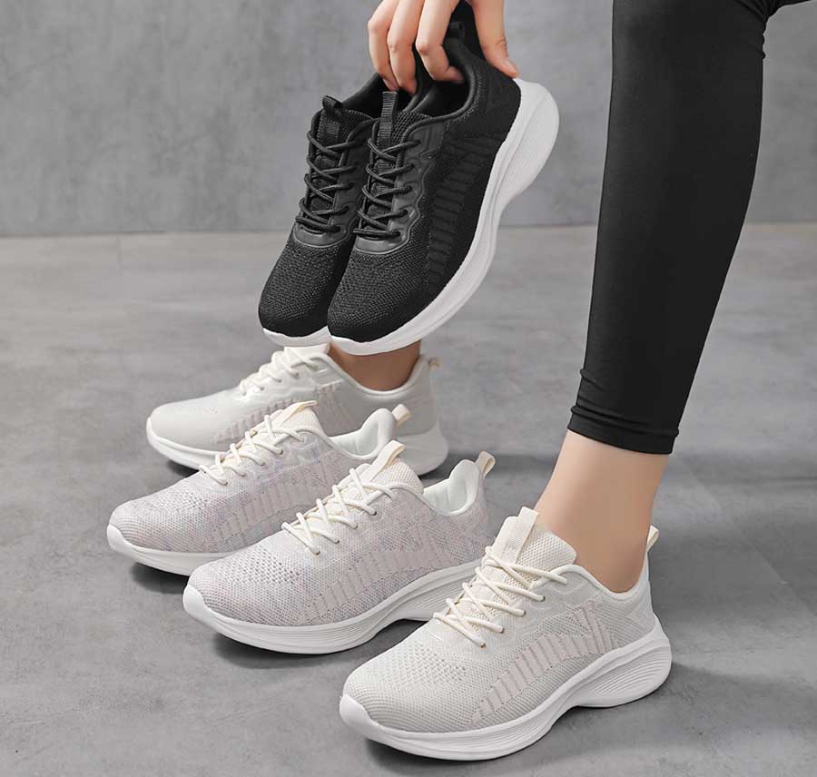 Women's flyknit stripe block accent sport shoe sneakers