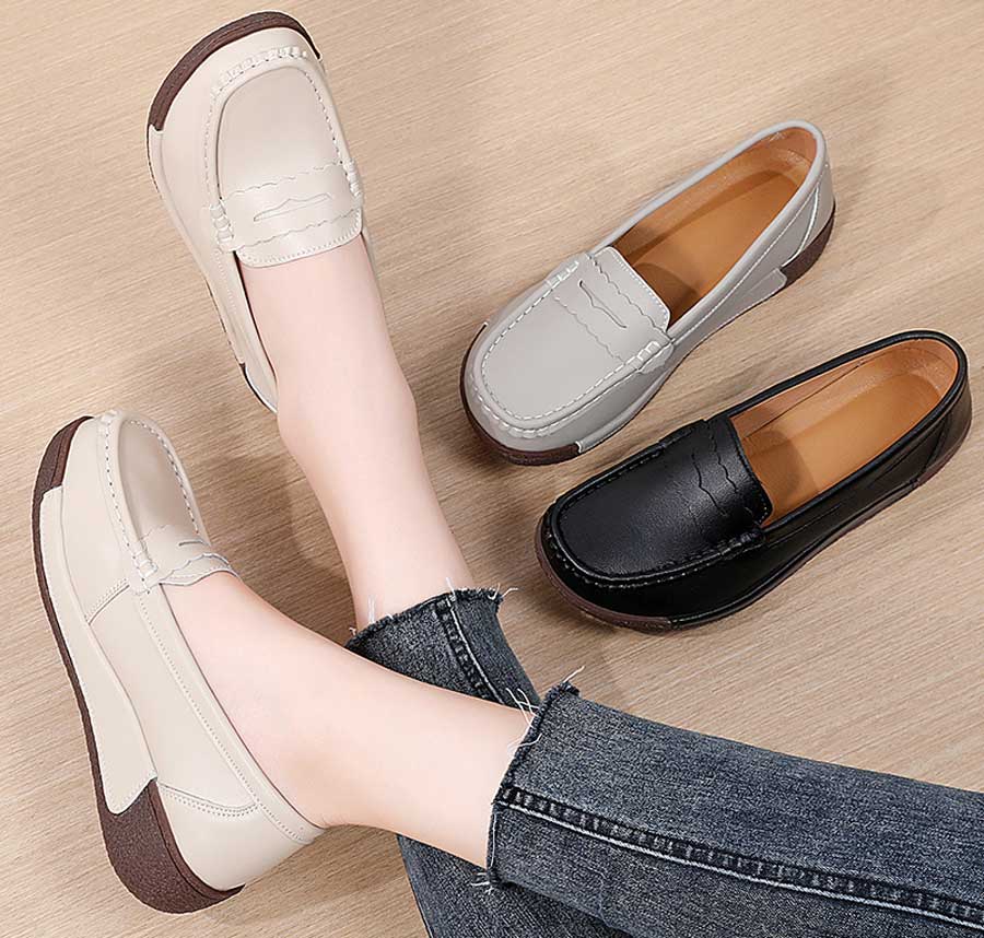 Women's penny strap slip on rocker bottom shoes