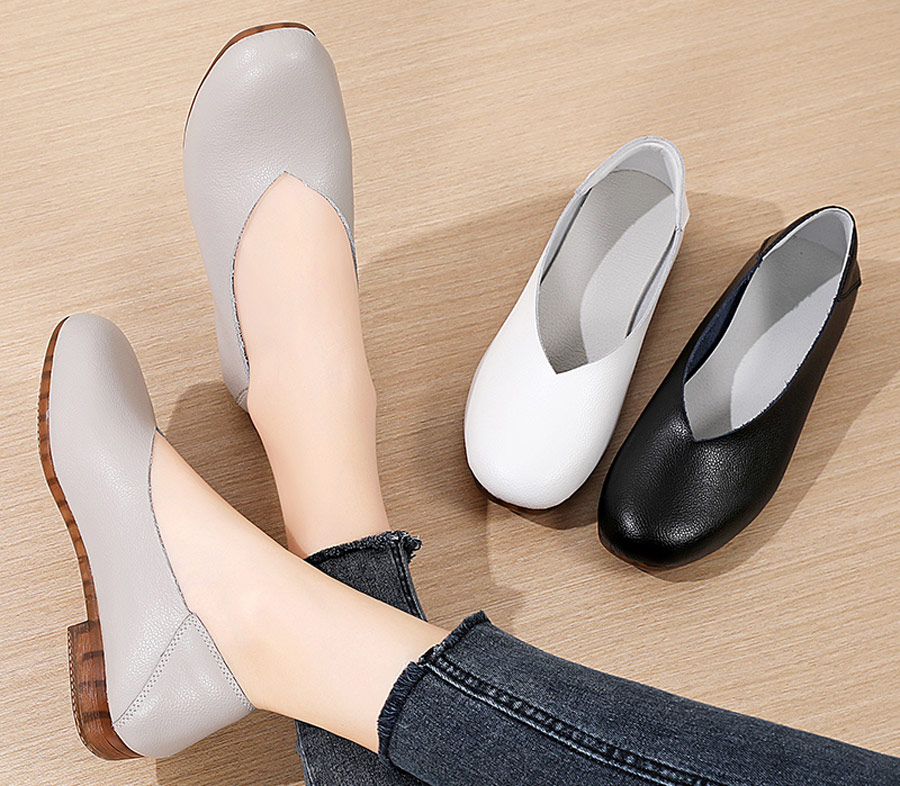 Women's plain low cut casual slip on shoe loafers